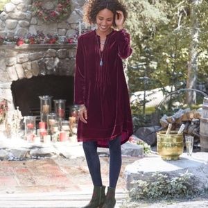 Sundance Burgundy Velvet Long Sleeve Dress